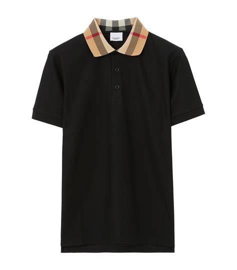 burberry polo check under collar|Cotton Polo Shirt in Black .